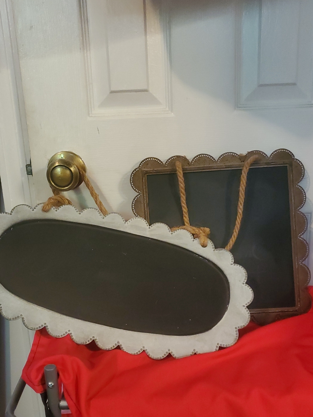 Large, Ready-to-Hang, Scalloped Chalkboard Signs - Oval & Rectangle